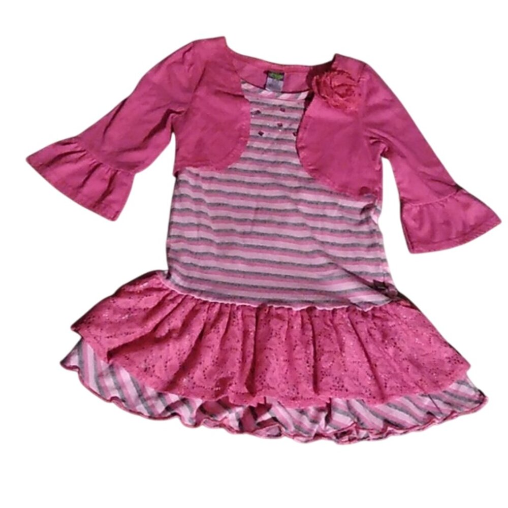 DOLLIE AND ME, DRESS, COLOR: PINK, GRAY, SIZE: 8